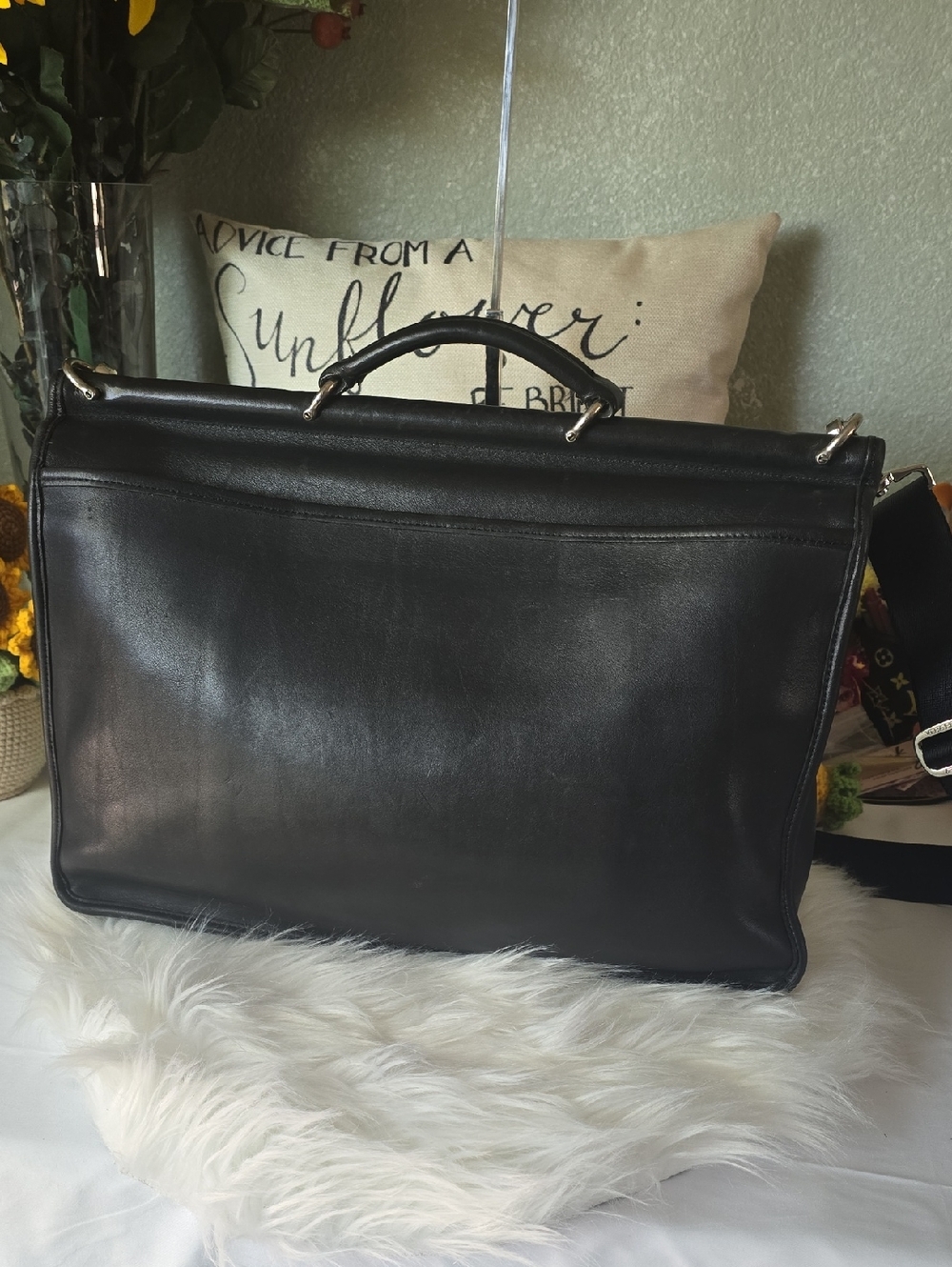 Vintage Coach Beekman Classic Black Leather Briefcase and Adj Long Strap - Picture 4 of 17